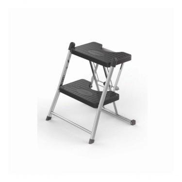 Imagem de Escada Alcance 2 Degraus Dobrável 120 Kg Cromada Anodilar