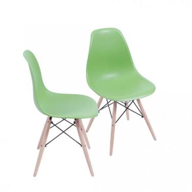 Imagem de Conjunto 2 Cadeiras Eames DKR Base Madeira OR Design Verde