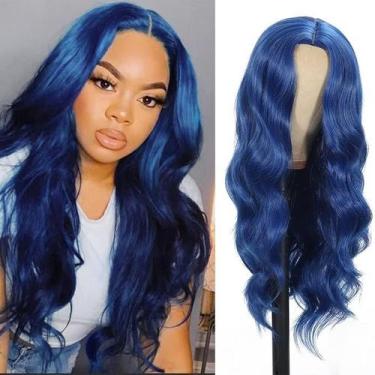 Imagem de Peruca Sabosi Blue Long Wavy 66 cm sintética resistente ao calor