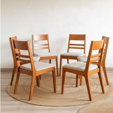 Imagem de Kit 6 Cadeiras Estofadas para Sala de Jantar Madeira Maciça Craft Garapa