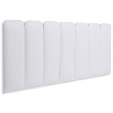 Imagem de Cabeceira Casal Kit 7 Placas Modelo Arredondada - Courino Branco
