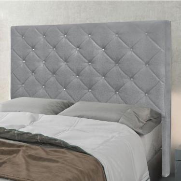 Imagem de Cabeceira Cama Box Solteiro 90 cm Tania Linho Cinza S04 - D'Rossi - DR