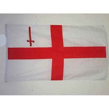 Imagem de AZ FLAG - Bandeira da cidade de Londres - 9,5 x 1,5 m - Poliéster 100D London City - Faixa da Inglaterra com dois ilhós de metal - Resistente ao desbotamento - Cores vivas - 9,5 m x 1,5 m - 150 x 90