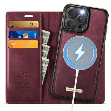 Imagem de PlusnapX Capa carteira para iPhone 13 Pro compatível com Magsafe, 2 em 1 de couro PU flip com bloqueio de RFID, suporte para cartão, à prova de choque, magnética, destacável para iPhone 13 Pro, capa