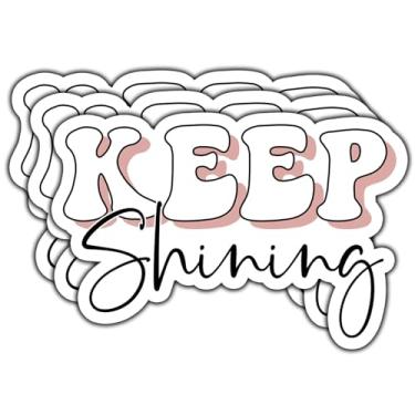Imagem de (3 peças) Adesivo Keep Shining com citação engraçada decalques motivacionais adesivos de vinil à prova d'água inspiradores para livros, laptops, telefone, garrafas de água, copo Kindle 7,6 cm