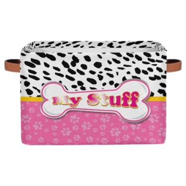 Imagem de Cestos de armazenamento para decoração de berçário - rosa dálmata grande dobrável retangular prateleira organizador de armário cestas para crianças roupas sujas, quarto, banheiro, caixa de brinquedos