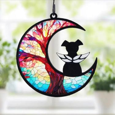 Imagem de Presentes de memorial para cães com perda de cachorro, apanhador solar memorial de cães, presentes de memorial para cães com asa de anjo, presente de labrador retriever para pendurar na janela