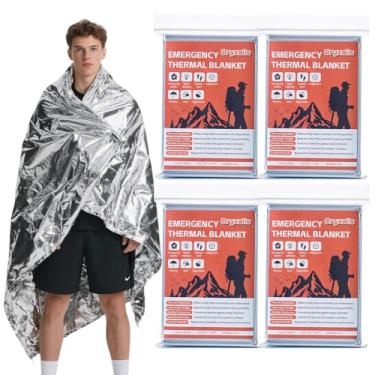 Imagem de Cobertores térmicos de emergência Mylar, kit de cobertor de folha prateada. Cobertores de espaço de aquecimento para acampamento para sobrevivência, perfeitos para aquecer o corpo em caminhadas