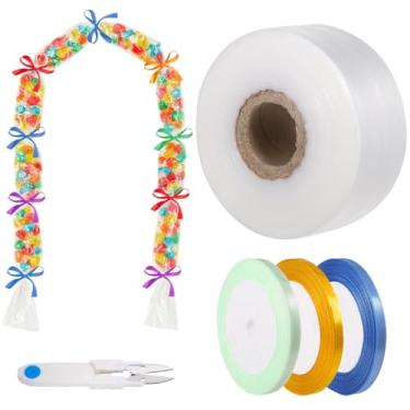 Imagem de Kit Diy Lei, rolo de tubulação de poliéster de 328 metros, 3 rolos de fita e tesouras, formatura, aniversário, celebração de casamento, embrulho de lanche, lembrancinhas de festa