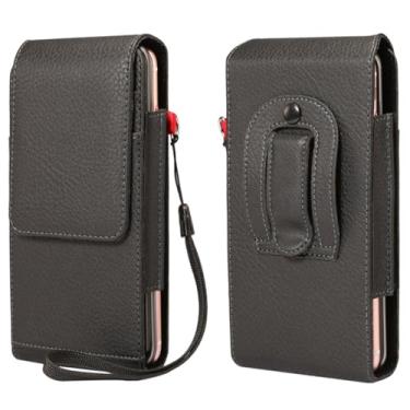 Imagem de Bolsa de Cintura Vertical Camadas Universal com Capa Flip para Celular e Cordão Ajustável Adequada Modelos Celulares Principais Compartimento Externo Adicional Cartões Fones Ouvido Design Fivela na Fi