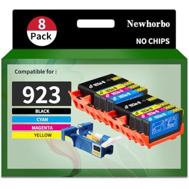 Imagem de Newhorbo Cartucho de tinta 923 923e sem substituição de chip para impressora HP OfficeJet Pro 8130 8125 8122 8125 8138 8120 8139 8133 8132 (pacote com 8