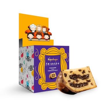 Imagem de Kopenhagen Friends Panettone Recheado com Creme de Avelã, Cobertura de Chocolate ao Leite, Edição Especial Colecionável, 630g