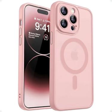 Imagem de Capinha Para iPhone com Carregamento Magnetico e Proteção de camera Anti Impacto Fosca (Rosa, iPhone 14 Pro)