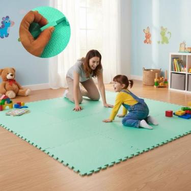 Imagem de Kit 10 Placa EVA 50x50 10mm Tapete Tatame Manta Borracha Piso Emborrac