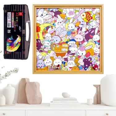 Imagem de Jogos de quebra-cabeça para adultos | Porta-retrato de coelho artesanal | Jogos de quebra-cabeça para adultos pintados à mão, para crianças de 6 a 12 anos, pré-escolares, meninos, meninas, Natal