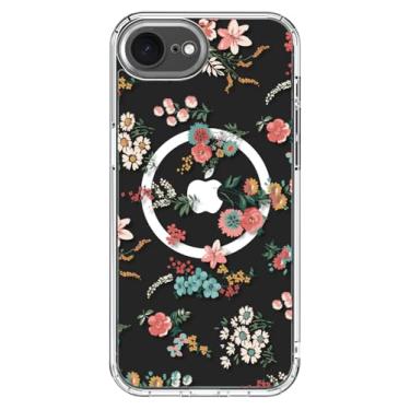 Imagem de ICEDIO Capa para iPhone 16e com protetor de tela - compatível com carregamento sem fio, proteção aprimorada da câmera, capa transparente com design floral moderno para mulheres - pequenas flores rosa