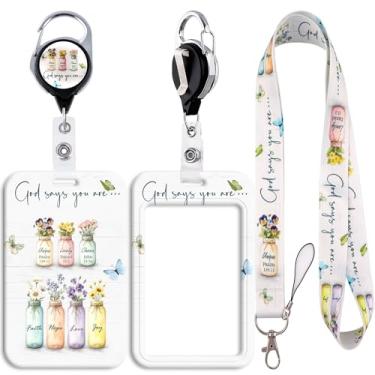 Imagem de Cordão com porta-crachá de identidade, clipe retrátil para crachá de identificação, chaveiro para chaveiro, mulheres, meninas, escola, professora, enfermeira, trabalho