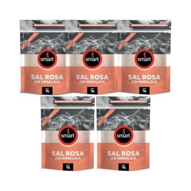 Imagem de Kit com 5 Pouchs de Sal Rosa do Himalaia Fino de 1Kg cada - Smart