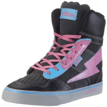Imagem de Punkrose Tênis feminino retrô de cano alto, Preto/cinza, 7.5
