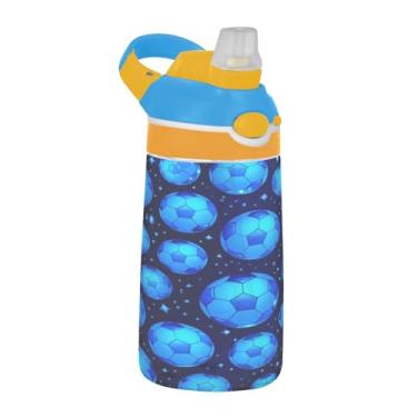 Imagem de Blueangle Garrafa de água azul de futebol de 473 ml, garrafa de viagem e esportes Tritan reutilizável com canudo e design de tampa de bico pop-up (22)