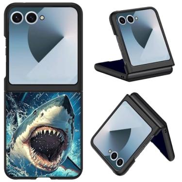 Imagem de Capa protetora fina para Samsung Galaxy Z Flip 7, capa protetora ultrafina e resistente a arranhões para Galaxy Z Flip 7 5G, tubarão feroz