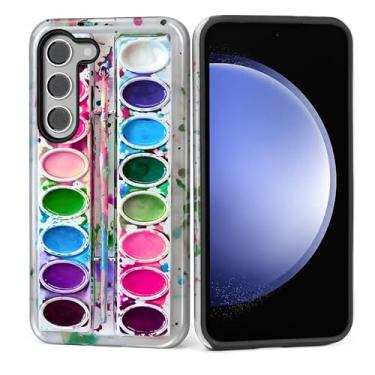 Imagem de MQJCYB Capa para Samsung Galaxy S23 Plus, híbrida, resistente, 2 em 1, resistente, à prova de choque, proteção brilhante, capa para Samsung Galaxy S23 Plus, paleta de aquarela