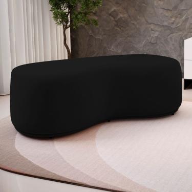 Imagem de Puff Decorativo Living Aisha Orgânico 02 Lugares Veludo Preto - Desk Design