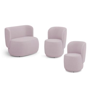 Imagem de Kit 02 Poltronas E 01 Namoradeira Orgânica Molly Bouclê Rosé - Desk Design