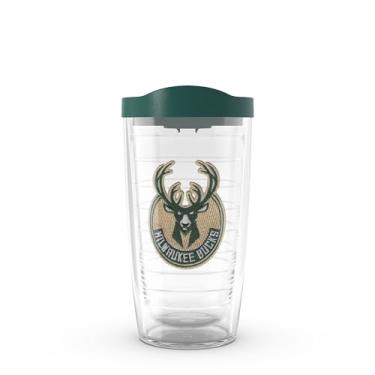 Imagem de Tervis Copo NBA Milwaukee Bucks logotipo principal com emblema e tampa verde Hunter 473 ml, transparente