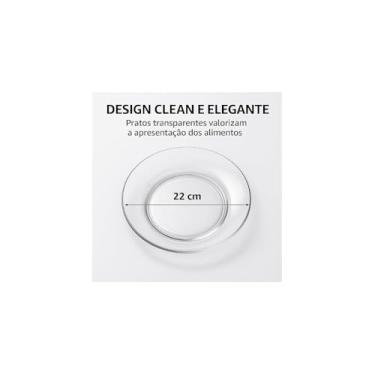 Imagem de Conjunto 4 Pratos Fundos em Vidro Transparente, 22cm Diâmetro, Design Clássico com Detalhes em Relevo, Resistente