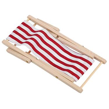 Imagem de Generic Mini Cadeira de Praia para Casa de Bonecas, Brinquedo Dobrável, Listra Amarela, Material Superior, Móveis para Casa de Bonecas ou Em Escala 1/12 (#01)