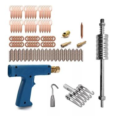 Imagem de Kit de Reparo Amassados com 77 Peças para Solda Pinos Garra Tração Martelo Deslizante Pontas Retas Anéis Arruelas Redondas Fios Flexíveis Acessórios Máquina Encolhimento Superfície Carros