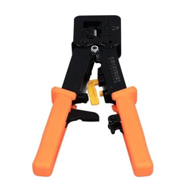 Imagem de Ymiko Ferramenta de Crimpagem RJ45 para Cabos Ethernet CAT6 e CAT5E Crimpador de Fio de Aço para Instalação de Rede Elétrica, Design Compacto Com Aderência Confortável (Laranja)