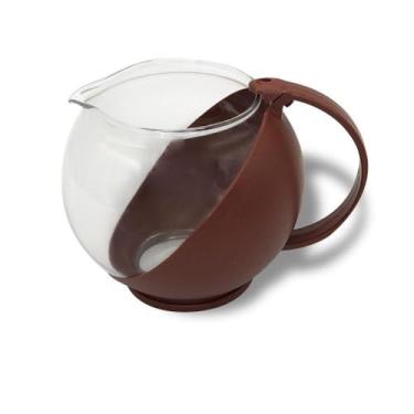 Imagem de Chaleira de Vidro com Infusor de Inox para Chá e Café, 750ml, Tampa Inclusa, Alça Ergonômica, Resistente ao Calor, 19x15x17cm, Marrom/Verde