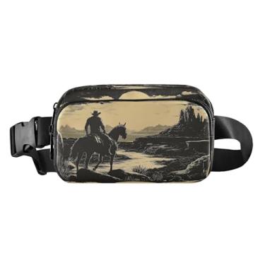 Imagem de CEBUGI Pochetes de caminhada para homens e mulheres, pochete estilo caubói ocidental resistente à água com cinto ajustável para treino, viagem, corrida