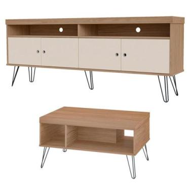 Imagem de Rack Para Tv Mesa De Centro Rmc42 Carvalho Off White Arly Carvalho Off