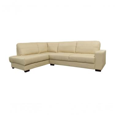 Imagem de Sofá De Couro Canto Marrocos 3 Lugares Com Chaise Esquerda Manteiga Pigmentado - Mempra Design