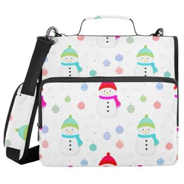 Imagem de Burbuja Pasta de fichário com zíper Snowmen com 3 anéis com lixa expansível e alça de ombro para laptop de 13 polegadas, vários bolsos para trabalho de escritório