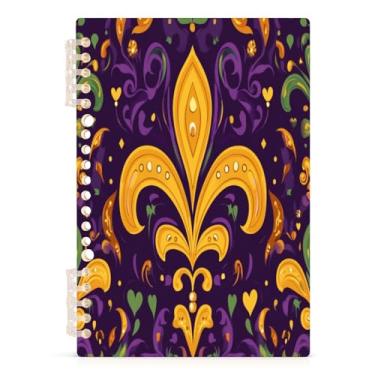 Imagem de Burbuja Caderno de carnaval flor-de-lis, papel pautado universitário A5 com 60 folhas, fichário para escritório, 1 pacote