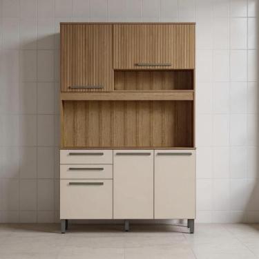 Imagem de Armário De Cozinha Completo Kit Compacto Com Balcão Ripado - Repleta, 