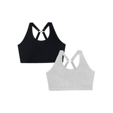 Imagem de Curvy Couture Sutiã feminino plus size de algodão confortável pacote com 2, Cinza mesclado/preto, M