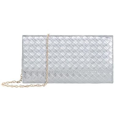 Imagem de U+U Bolsas transversais para mulheres, bolsa pequena com corrente removível, compartimentos para cartão e bolso para celular - carteira leve (8 cores), Prata 2