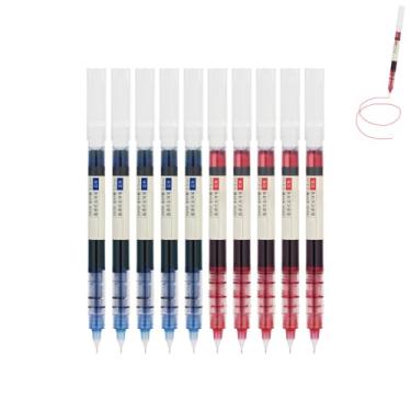 Imagem de GZBABY Canetas rollerball 10 peças, caneta esferográfica de ponta fina, 0,5 mm, cartucho de tinta grande (azul, vermelho)