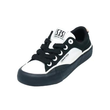 Imagem de Tênis de skate masculino feminino cano baixo profissional para treinamento de skate casual, Preto e branco, 42