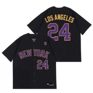 Imagem de Camiseta Baseball Oversized New York 24 | Jersey Estilo Kobe com Botões-Unissex