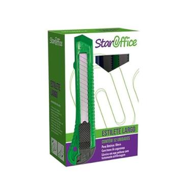 Imagem de Staroffice - Estilete Plástico Lâmina Larga 18mm (kit c/om12) | Trava deslizante, empunhadura segura e corte robusto em papelão, tecido e materiais grossos