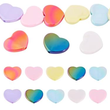 Imagem de 10 peças opacas contas de coração acrílicas iridescentes contas de plástico bonito contas soltas para bricolage pulseira da amizade brinco colar fazer joias charme estético contas para chaveiro