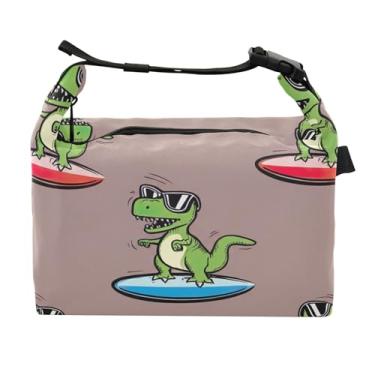 Imagem de TSENQUE Cartoonish Rex Surfboard Brown Lancheira Personalizada para Mulheres Meninas Alça de Ombro Ajustável Lancheira para Trabalho Linda Flor Isolada
