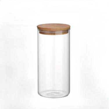 Imagem de Kit 3 Potes De Vidro para Mantimentos com Tampa Bambu 200-2300ml 3 combinações (Kit03 redondo)