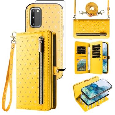 Imagem de Asuwish Capa de celular para Samsung Galaxy S20 5G 6,2 polegadas com zíper carteira magnética destacável protetor de tela alça transversal flip bling suporte para cartão de crédito S 20 20S UW S2O G5